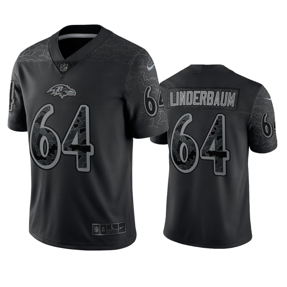 tyler linderbaum ravens reflective limited black jersey