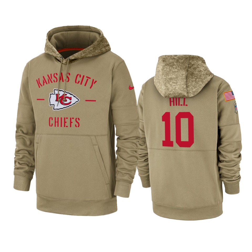 tyreek hill chiefs tan 2019 salute to service sideline therma hoodie