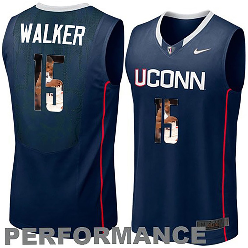 uconn huskies navy blue 15 kemba walker ncaa college basketball player portrait fashion jersey