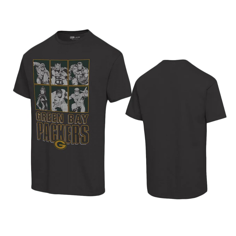 unisex packers black disney marvel avengers line up t shirt