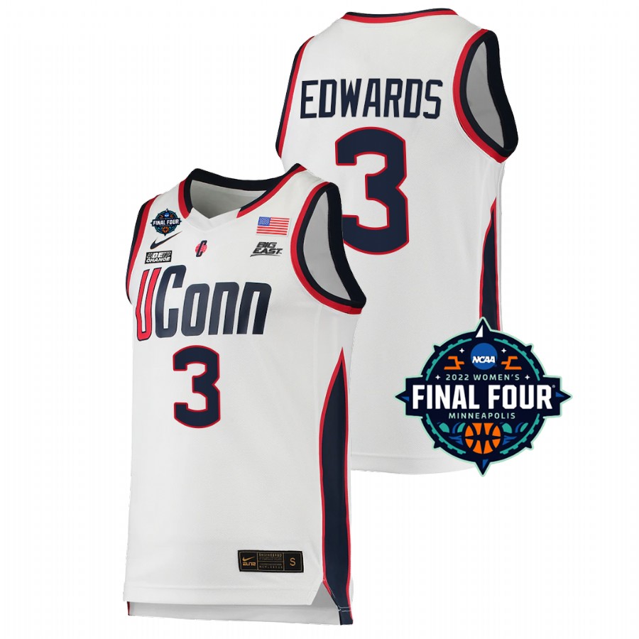 unisex uconn huskies 2022 march madness final four ncaa women's basketball aaliyah edwards white jersey