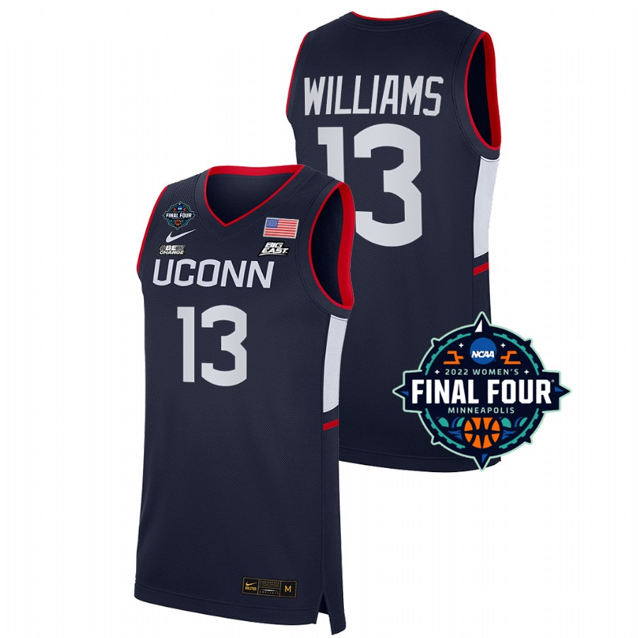unisex uconn huskies christyn williams navy 2022 march madness final four ncaa women's basketball jersey