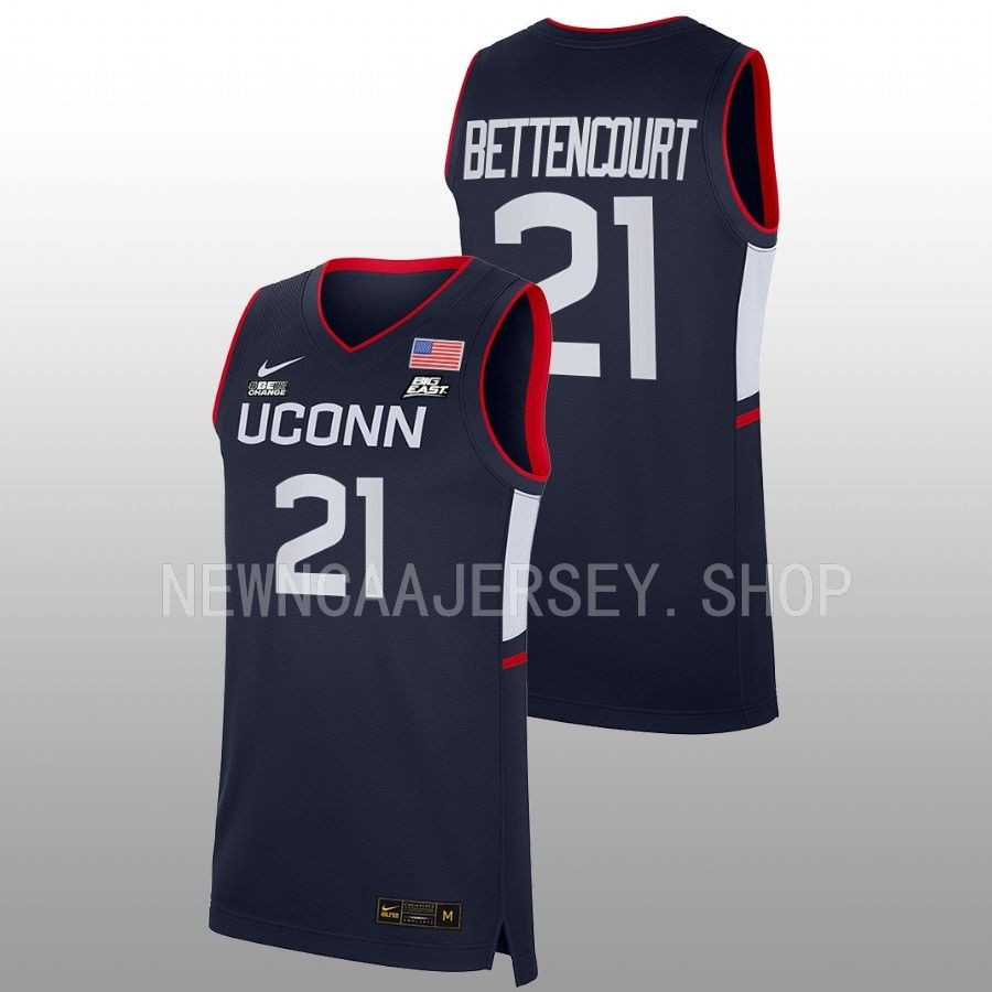 unisex uconn huskies ines bettencourt 2022 23 replica women's basketball navy jersey