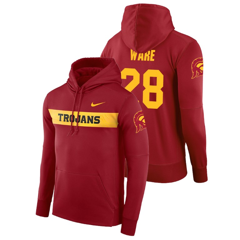 usc trojans football performance aca'cedric ware cardinal sideline seismic men's hoodie