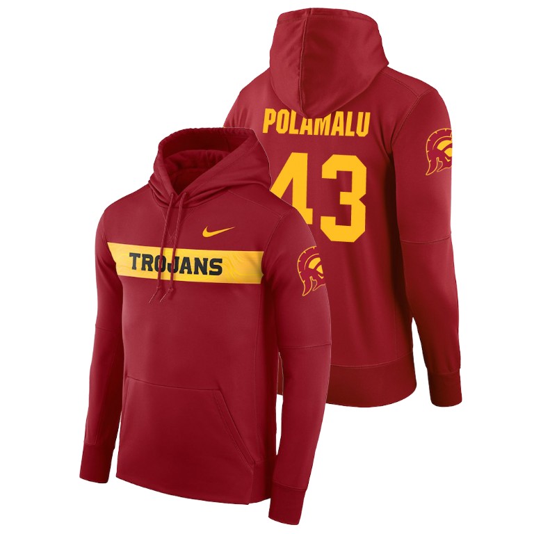 usc trojans football performance troy polamalu cardinal sideline seismic men's hoodie