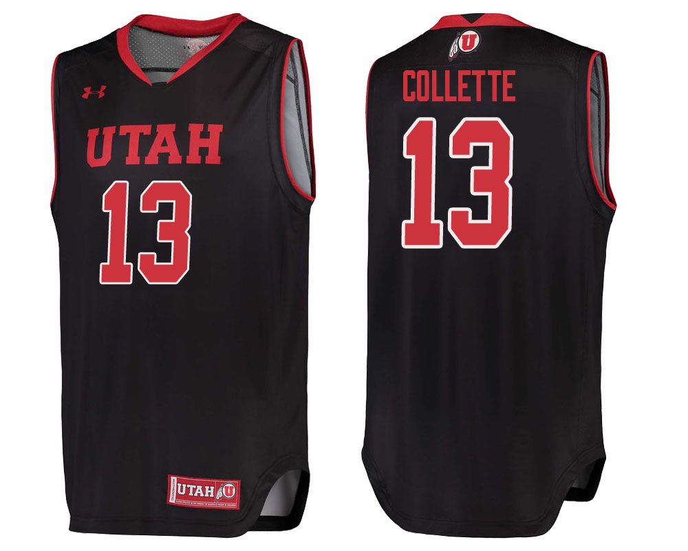 utah utes david collette black college basketball jersey