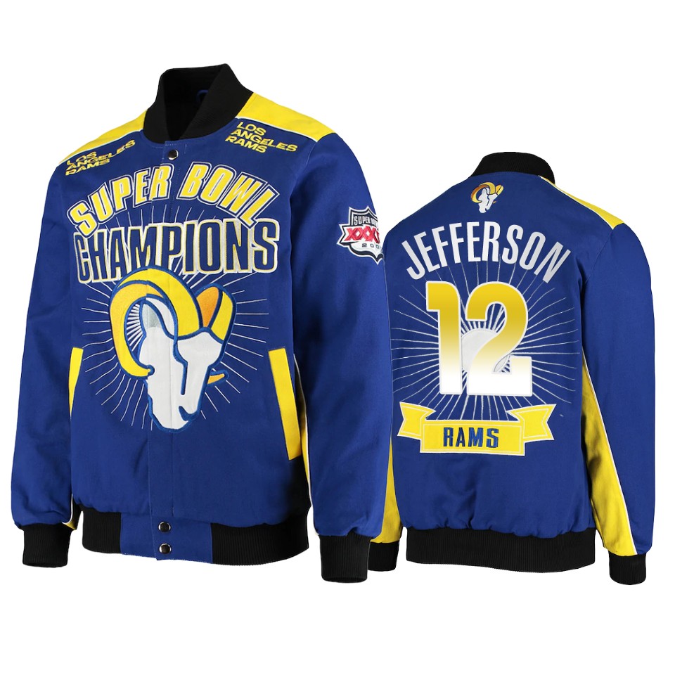 van jefferson rams royal super bowl champions extreme triumph commemorative jacket