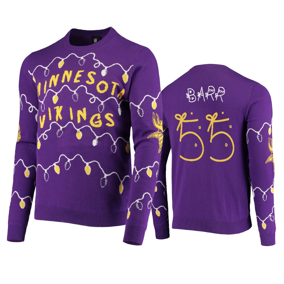 vikings anthony barr purple ugly christmas gifts sweater