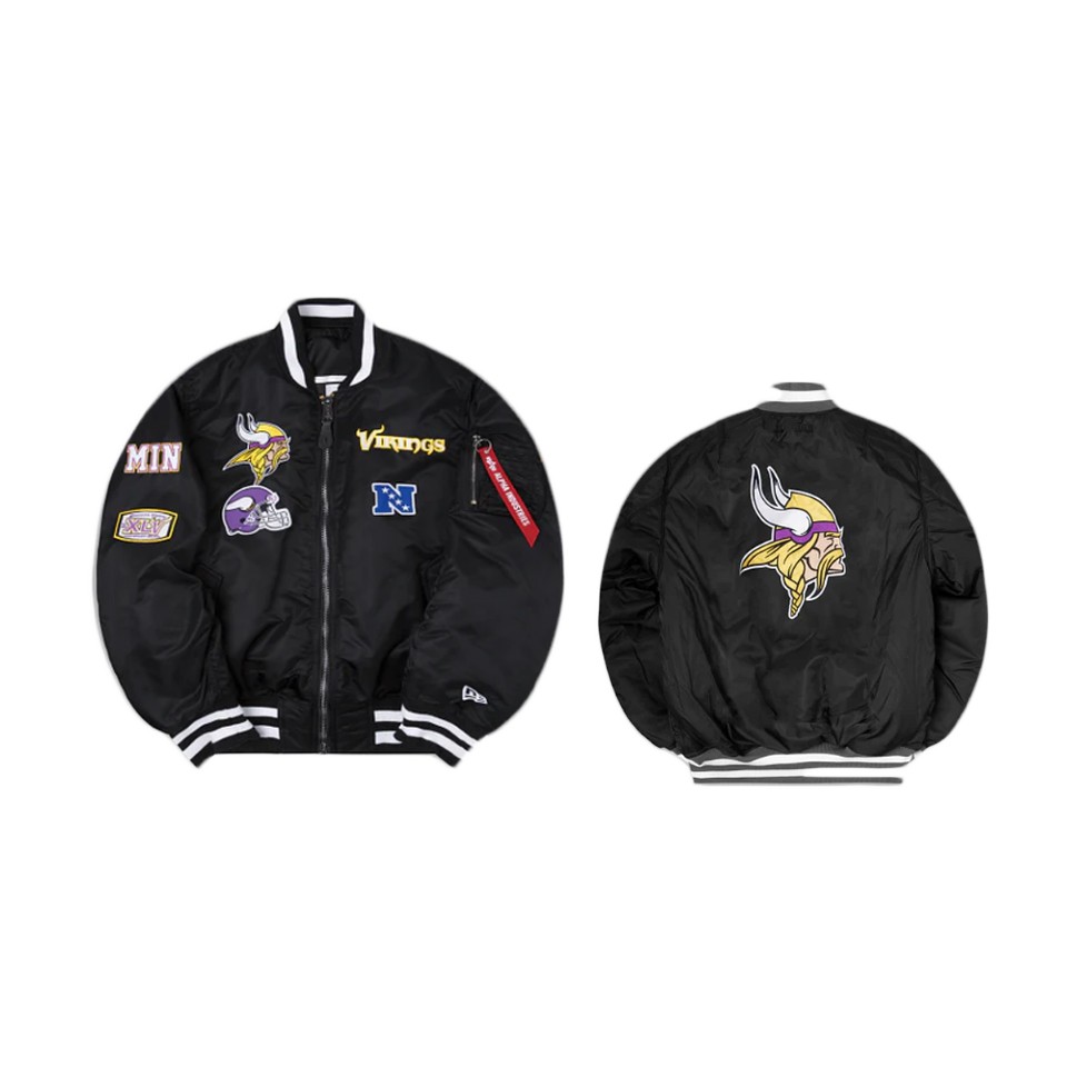 vikings black alpha industries ma 1 bomber jacket