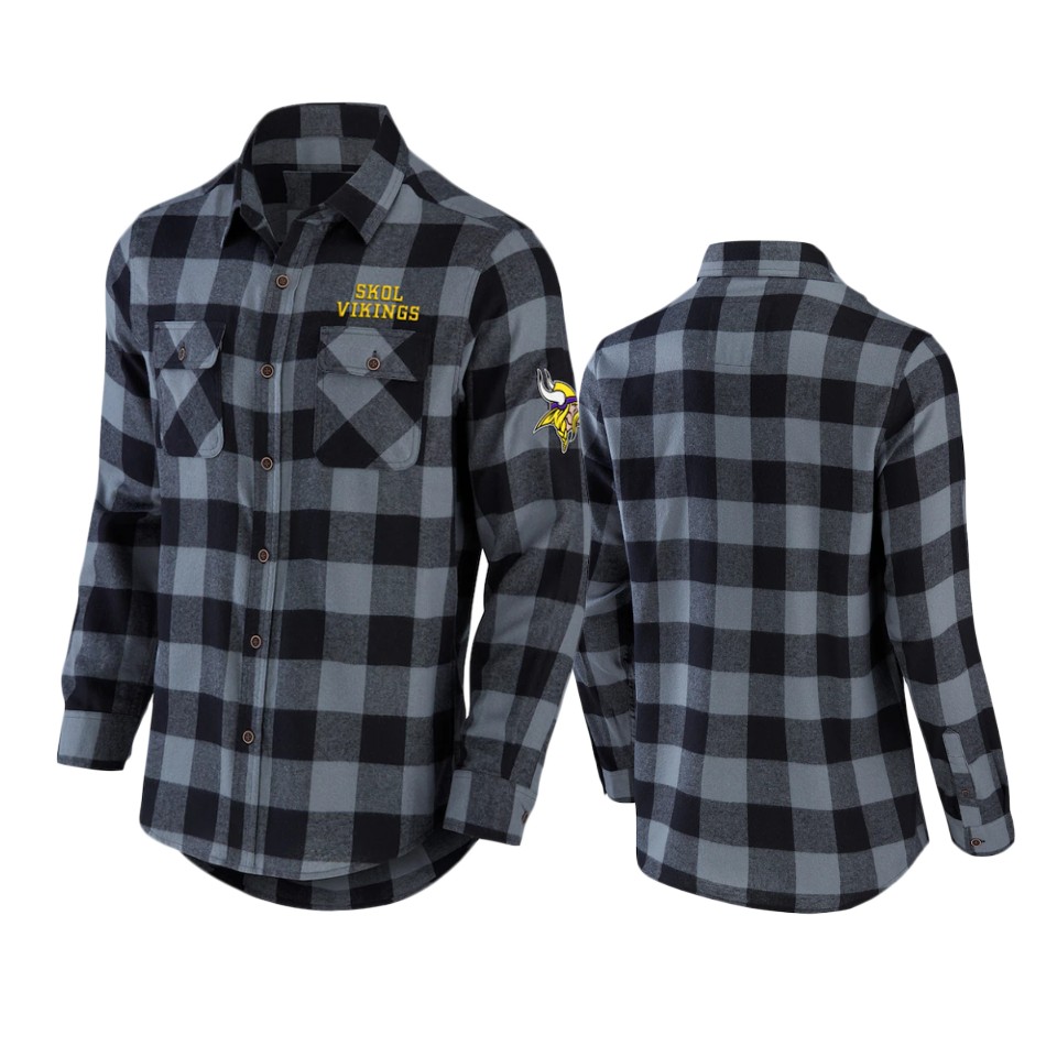 vikings black nfl darius rucker flannel button up shirt
