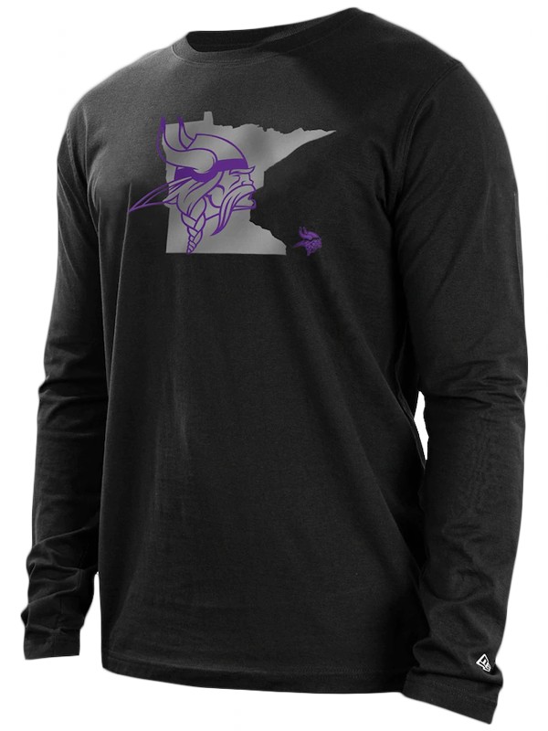 vikings black state long sleeve t shirt