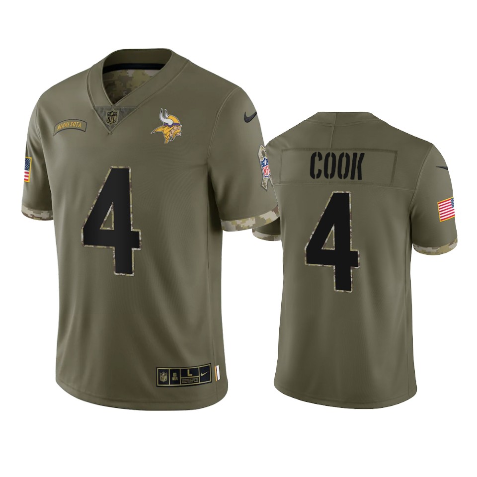 vikings dalvin cook 2022 salute to service olive jersey