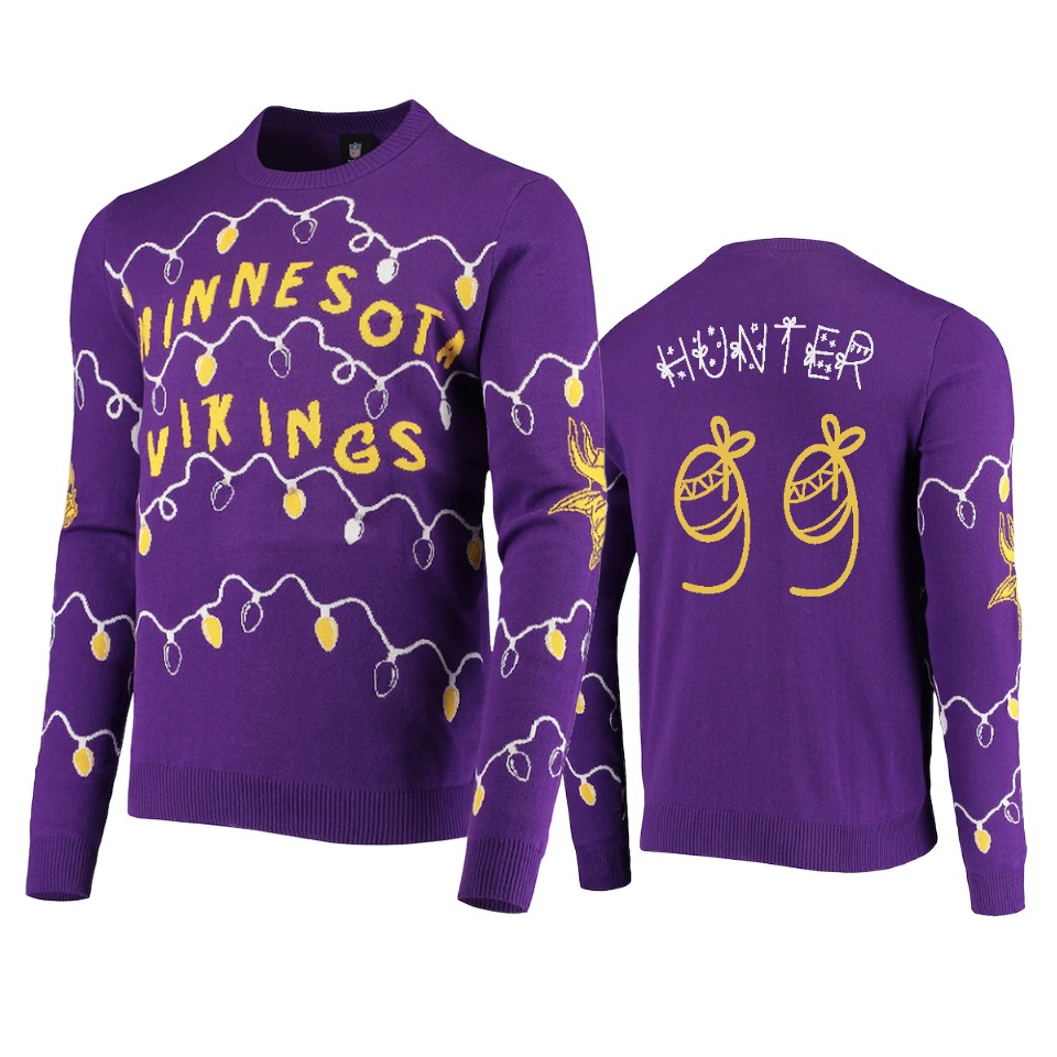 vikings danielle hunter purple ugly christmas gifts sweater