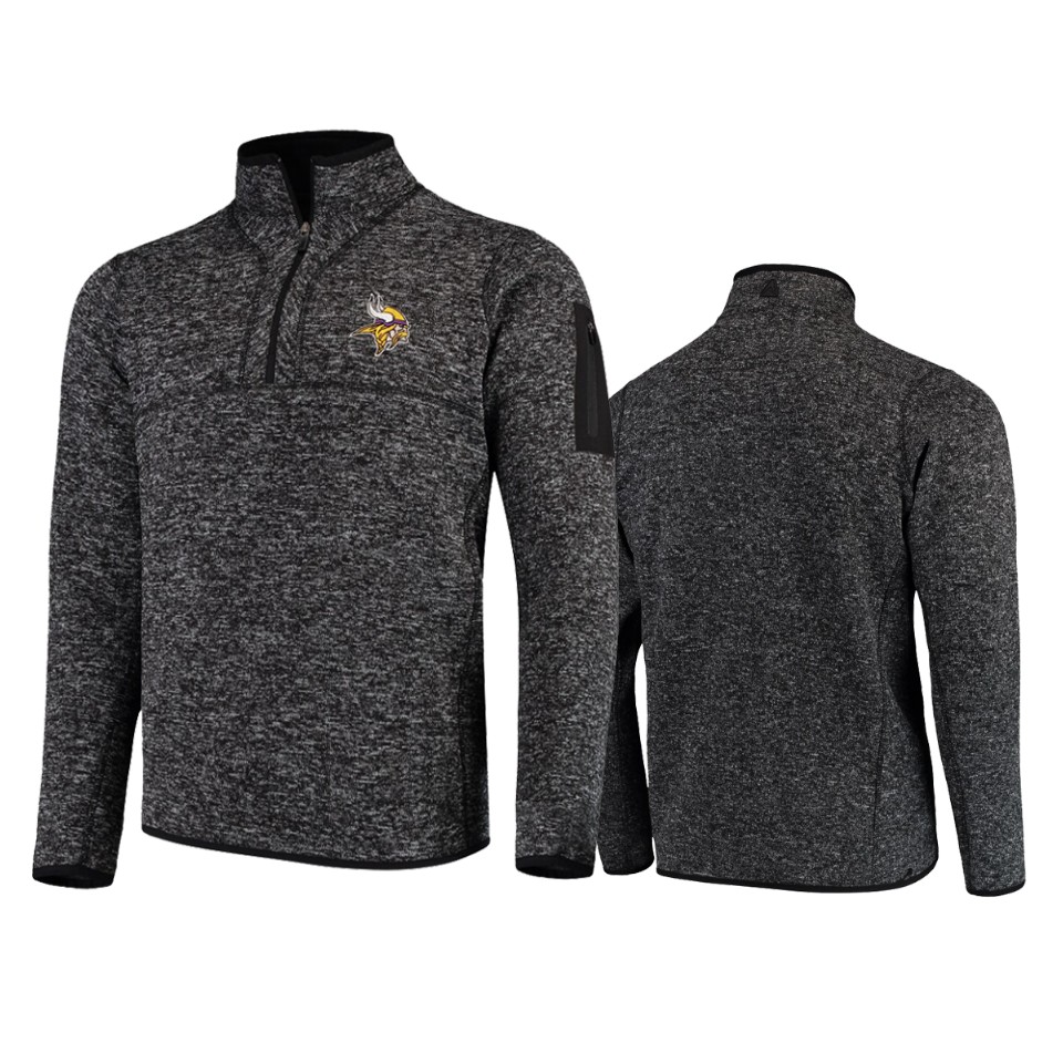 vikings heather black fortune quarter zip jacket