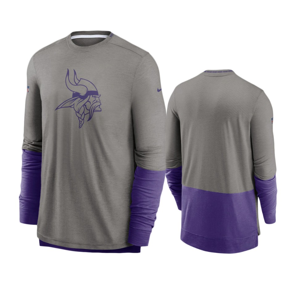 vikings heathered gray purple sideline player performance t shirt 0a