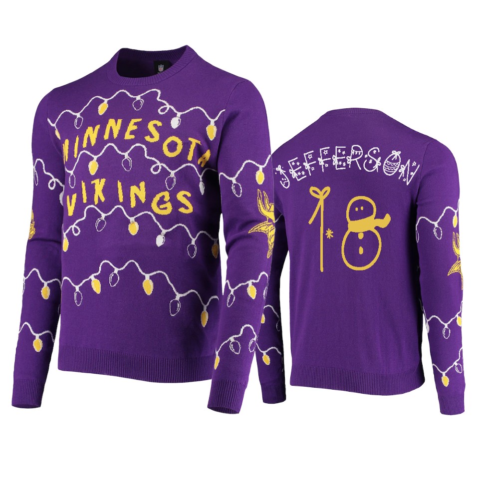 vikings justin jefferson purple ugly christmas gifts sweater