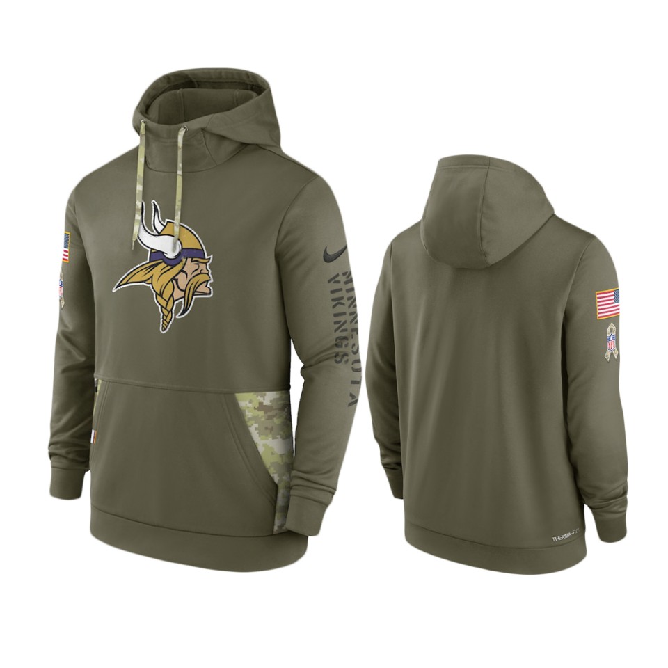 vikings olive 2022 salute to service therma hoodie