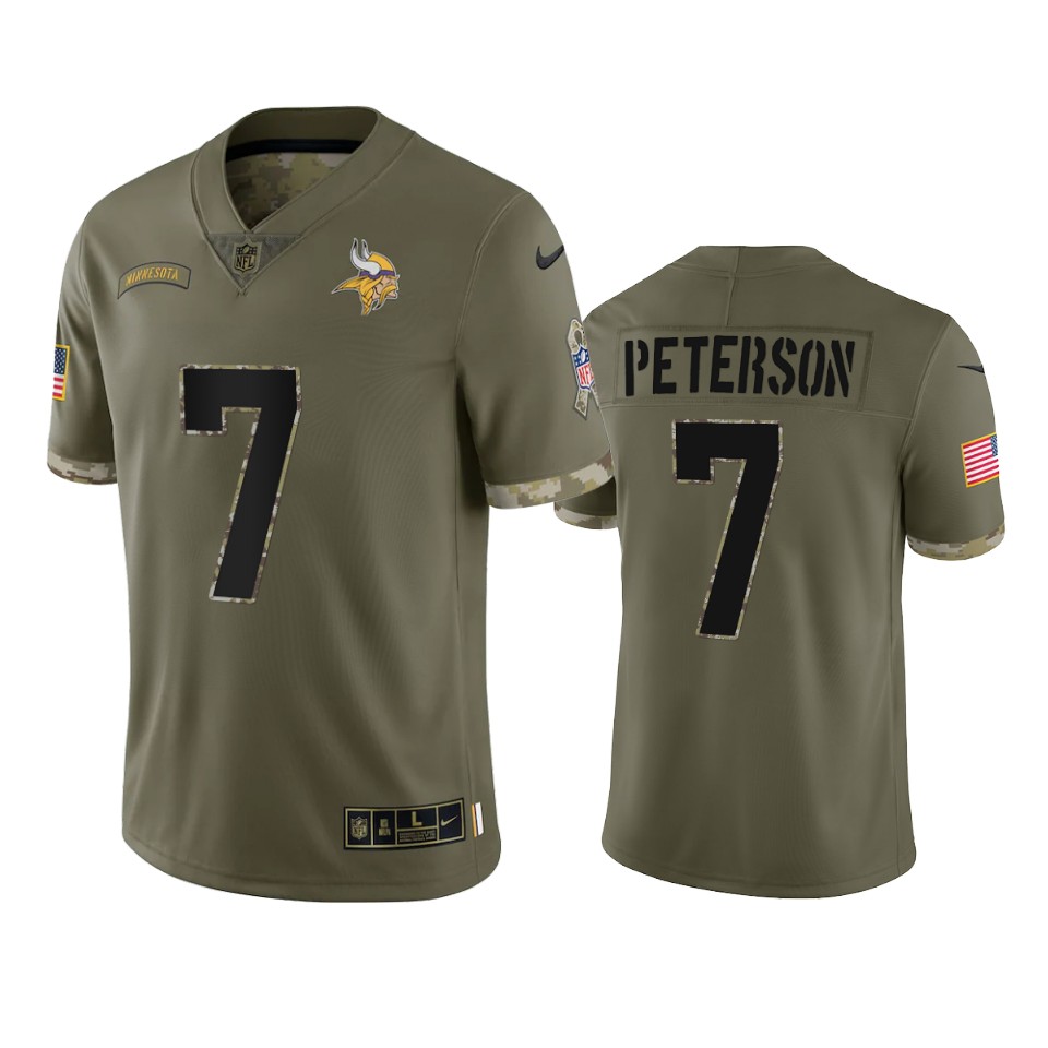 vikings patrick peterson 2022 salute to service olive jersey