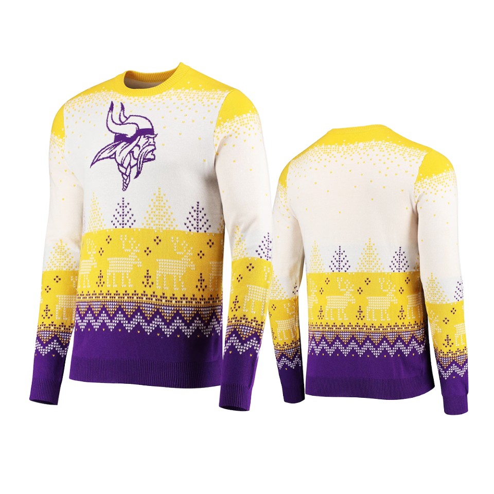 vikings white 2021 christmas gift big logo sweater