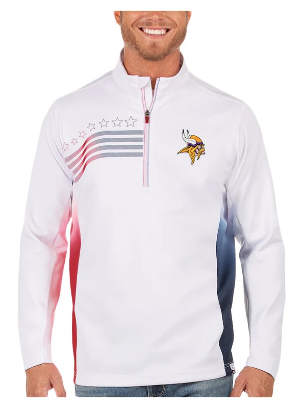 vikings white navy liberty quarter zip pullover jacket