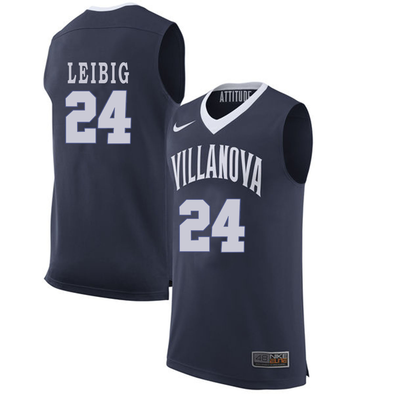 villanova wildcats tom leibig navy blue college basketball jersey