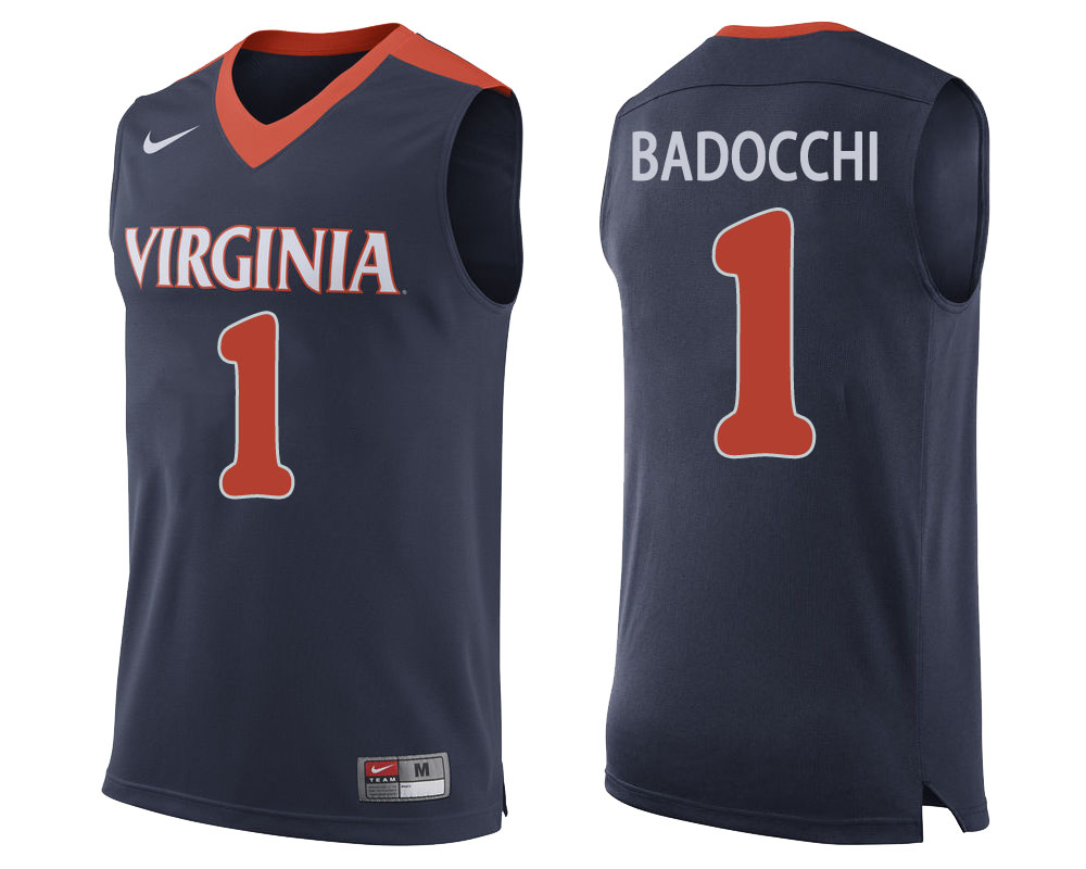 virginia cavaliers francesco badocchi navy college basketball jersey