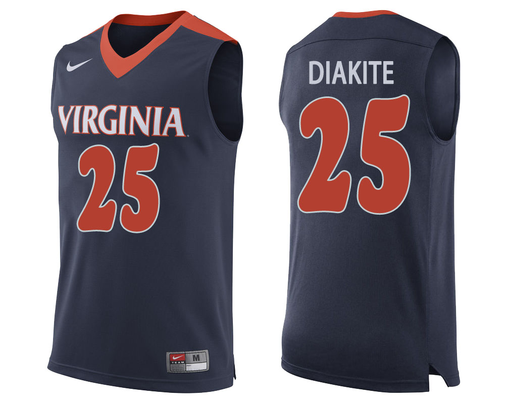 virginia cavaliers mamadi diakite navy college basketball jersey