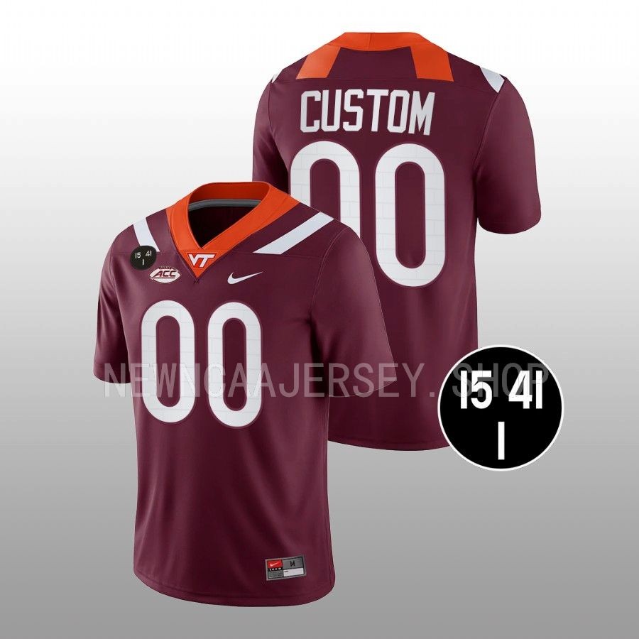 virginia tech hokies custom maroon football uva strong men jersey
