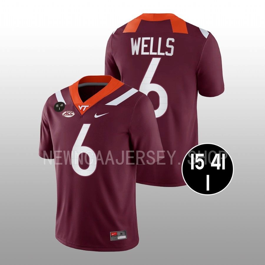 virginia tech hokies grant wells maroon football uva strong men jersey