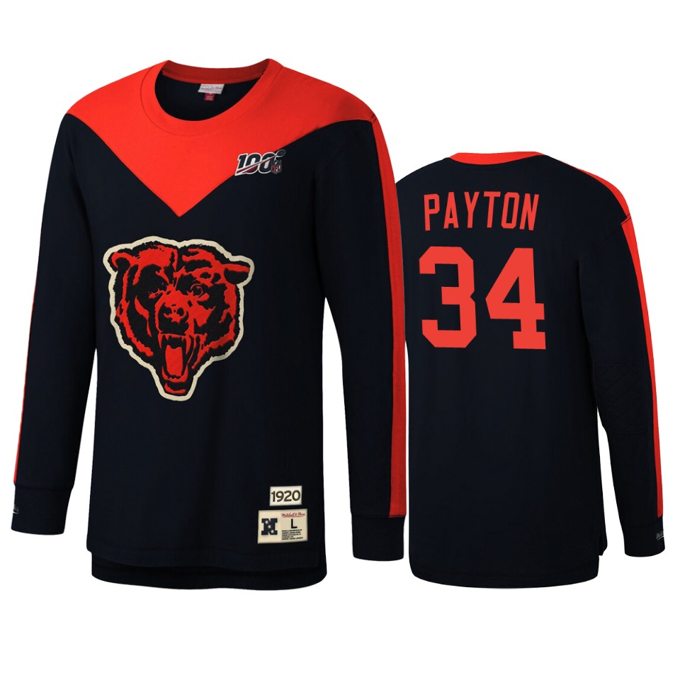 walter payton bears navy nfl 100 long sleeve t shirt