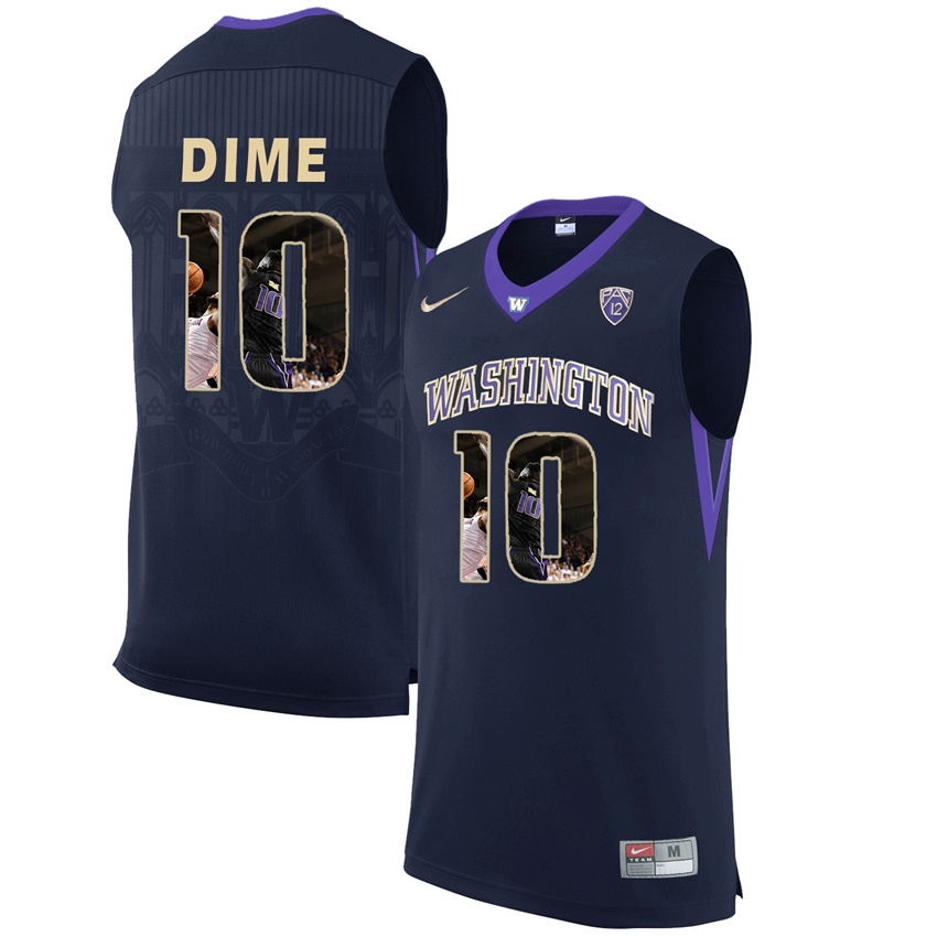washington huskies black 10 malik dime ncaa college basketball player portrait fashion jersey