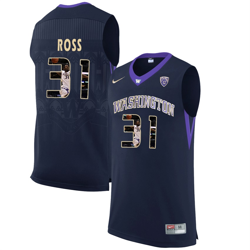 washington huskies black 31 terrence ross ncaa college basketball player portrait fashion jersey