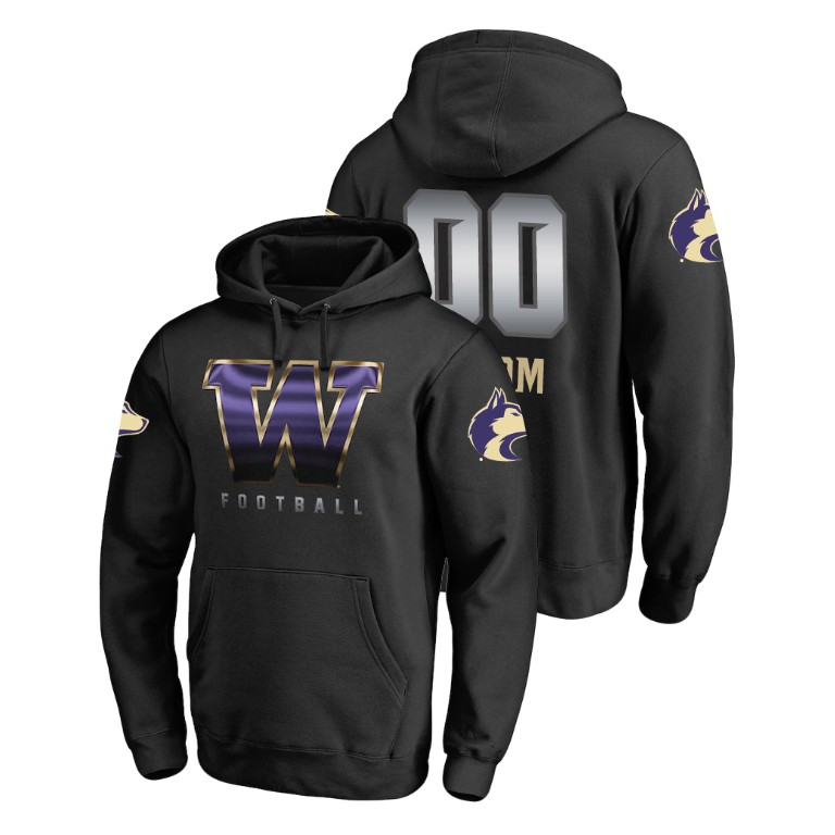 washington huskies football custom black midnight mascot men's hoodie