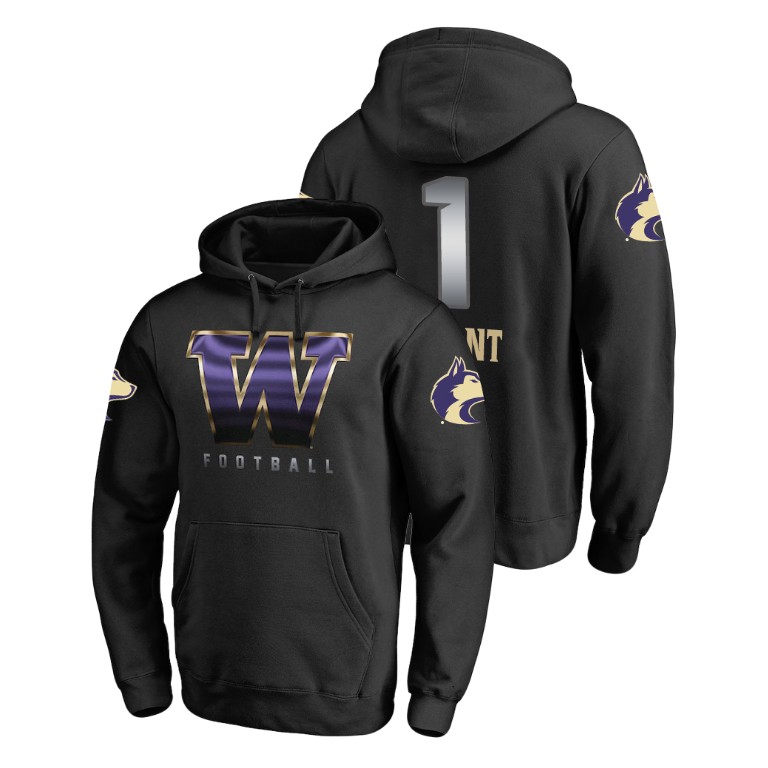 washington huskies football hunter bryant black midnight mascot men's hoodie
