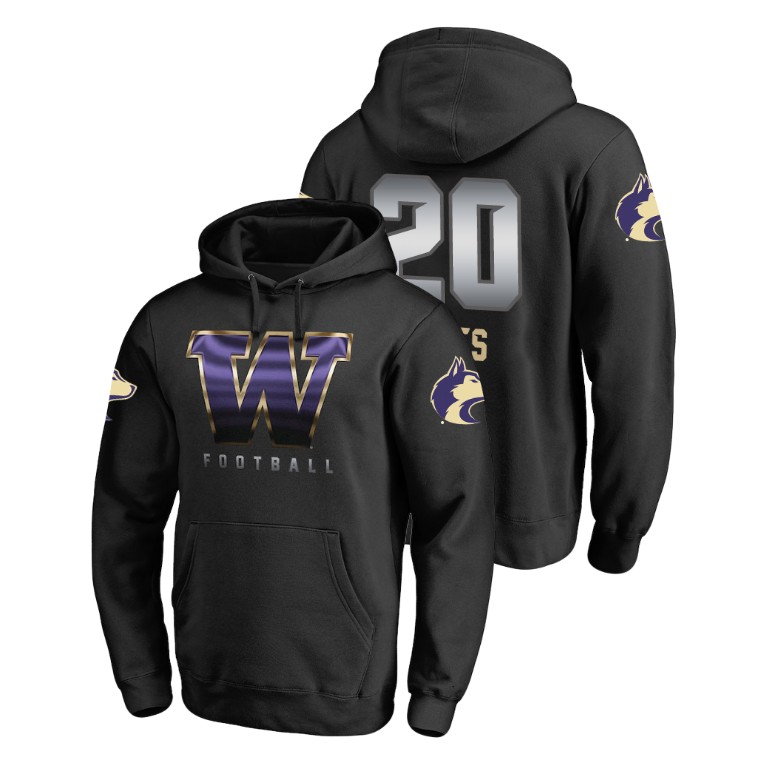 washington huskies football ty jones black midnight mascot men's hoodie