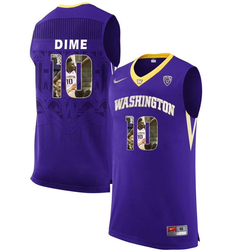washington huskies purple 10 malik dime ncaa college basketball player portrait fashion jersey