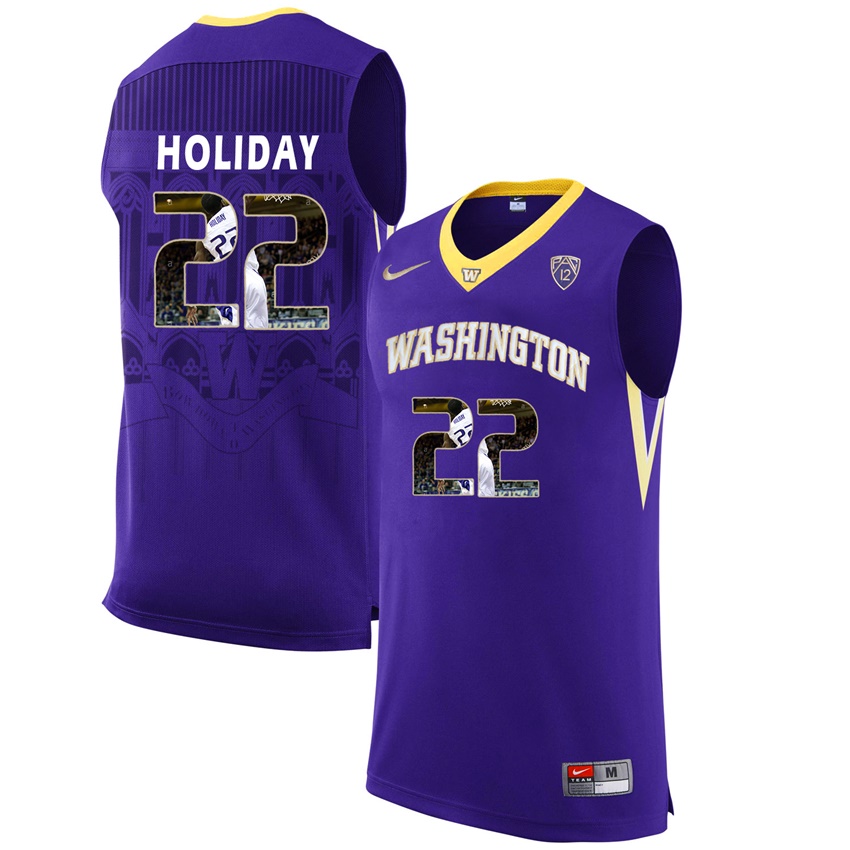 washington huskies purple 22 justin holiday ncaa college basketball player portrait fashion jersey
