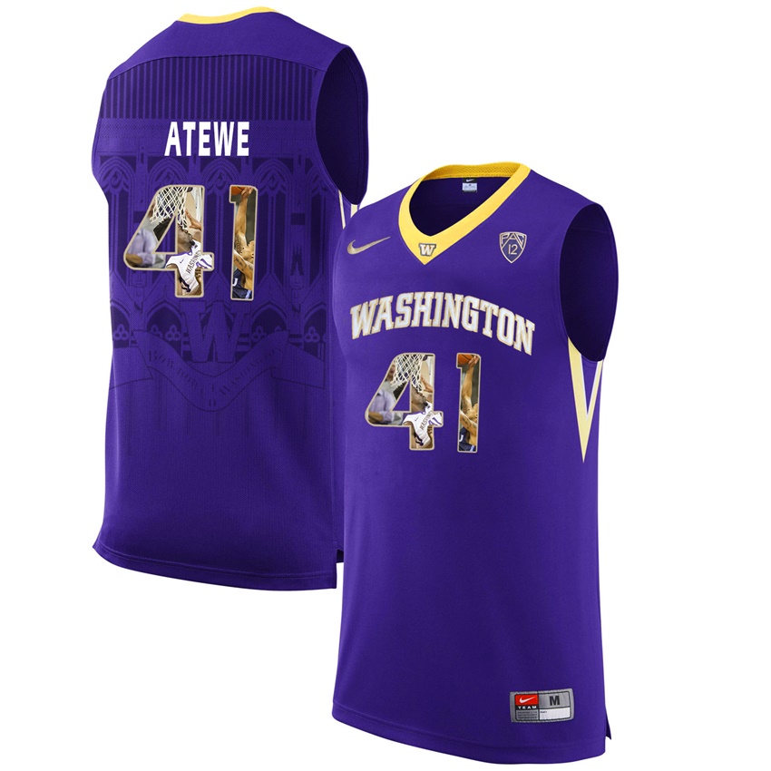 washington huskies purple 41 matthew atewe ncaa college basketball player portrait fashion jersey