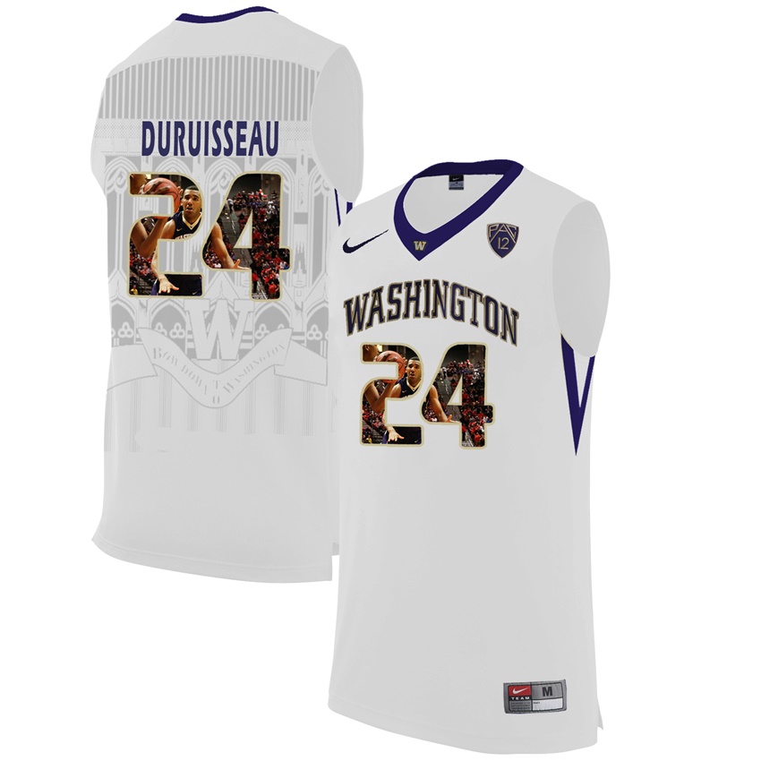 washington huskies white 24 devenir duruisseau ncaa college basketball player portrait fashion jersey