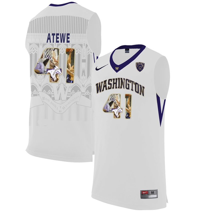 washington huskies white 41 matthew atewe ncaa college basketball player portrait fashion jersey