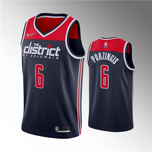 Washington Wizards Kristaps Porzingis 2022 Statement Edition Diamond Badge Navy stitched Jersey #6