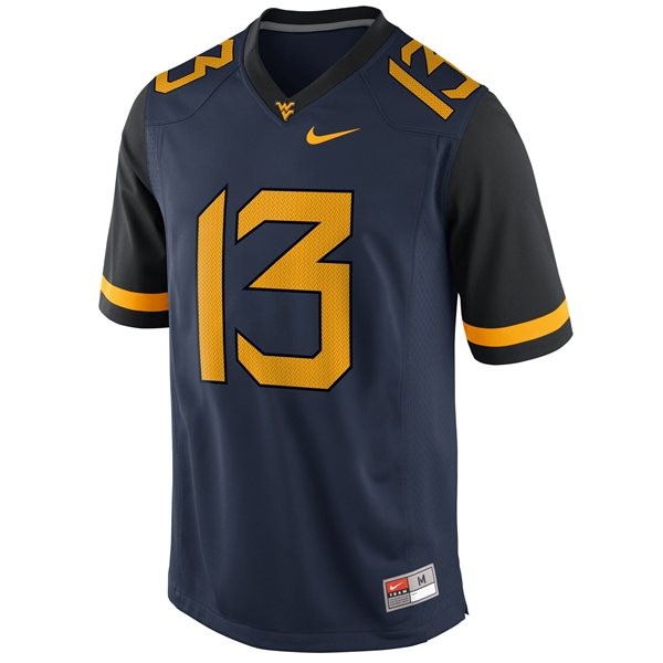 west virginia mountaineers 13 andrew buie blue football jersey