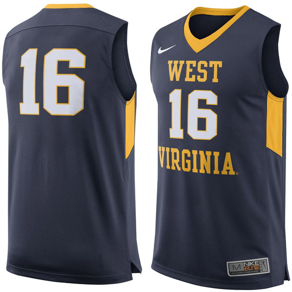 west virginia mountaineers 16 navy basketball jersey
