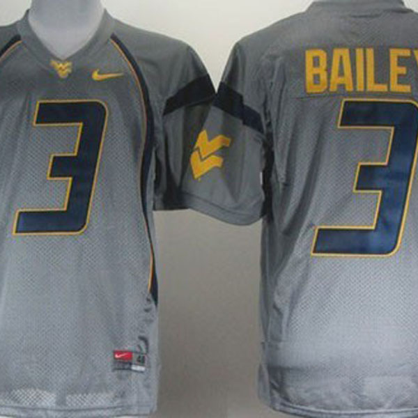 west virginia mountaineers 3 stedman bailey gray football jersey
