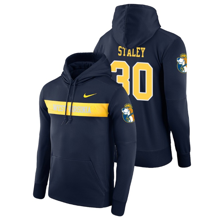 west virginia mountaineers football performance evan staley navy sideline seismic men's hoodie