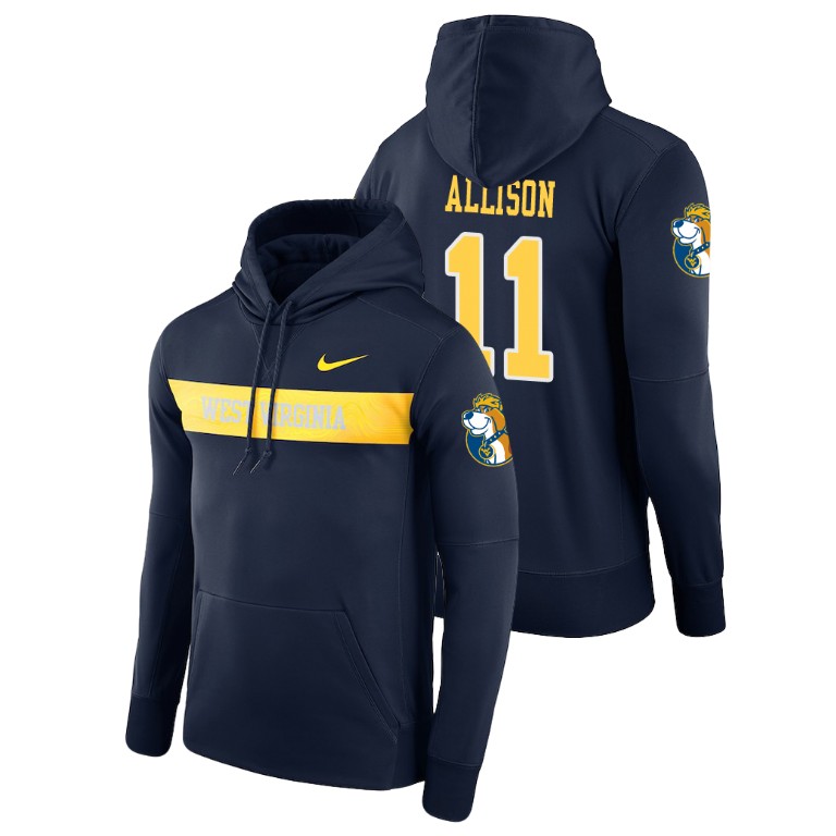 west virginia mountaineers football performance jack allison navy sideline seismic men's hoodie