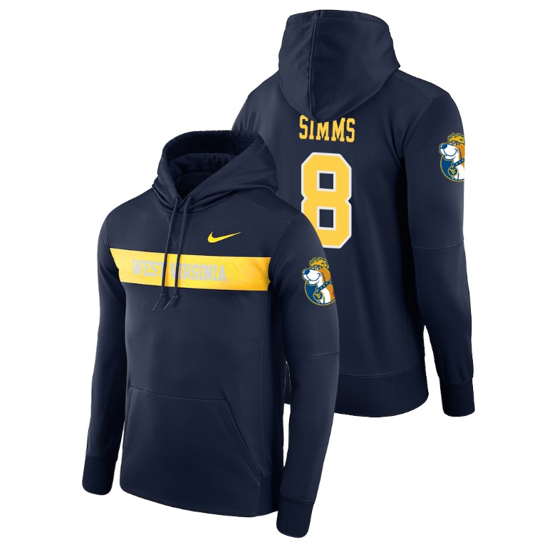 west virginia mountaineers football performance marcus simms navy sideline seismic men's hoodie