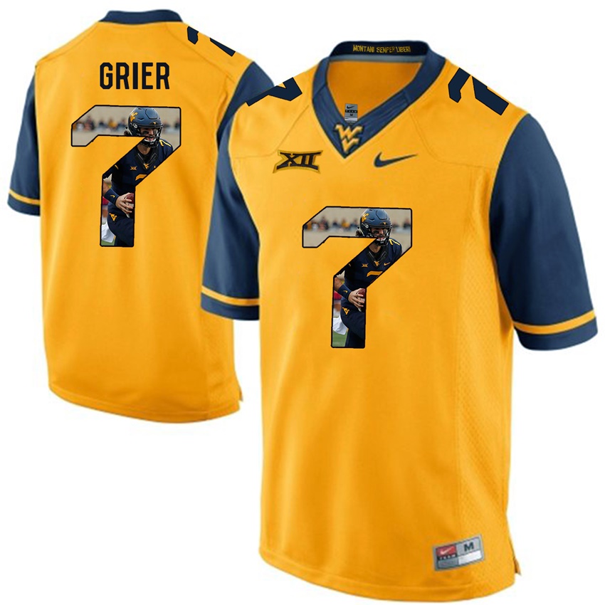 west virginia mountaineers gold will grier college football player portrait jersey