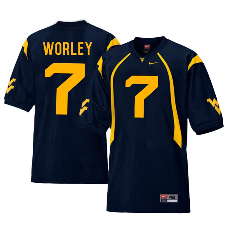 west virginia mountaineers navy daryl worley college football player jersey