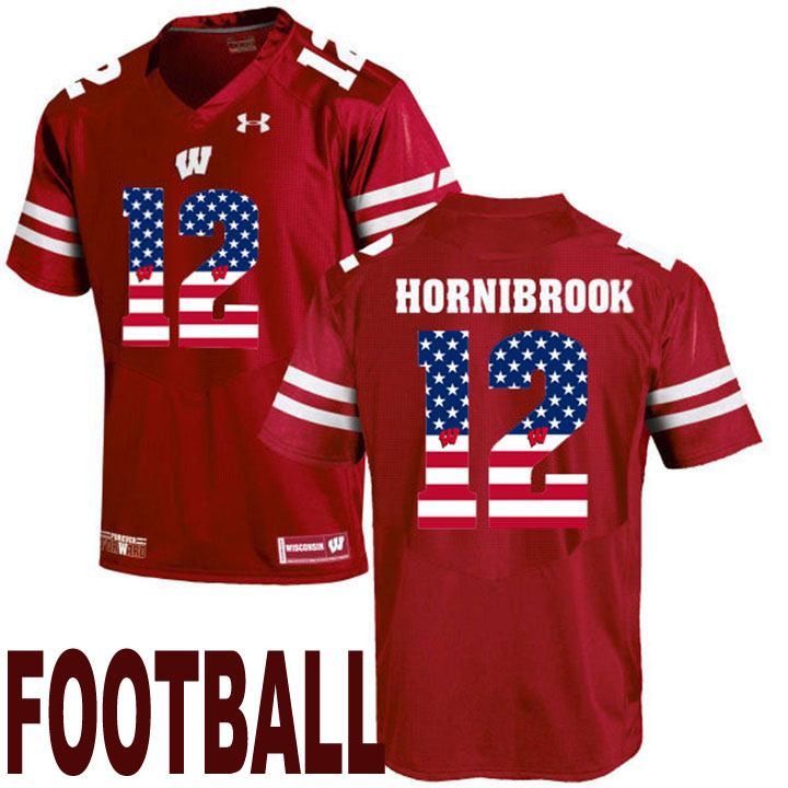 wisconsin badgers maroon 12 alex hornibrook usa flag college football fashion jersey